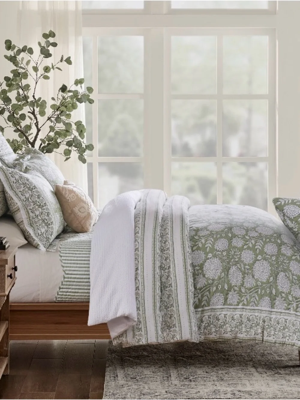 Levtex Home Adare Sage Duvet Cover Set -3 Piece 90x94 100% Cotton